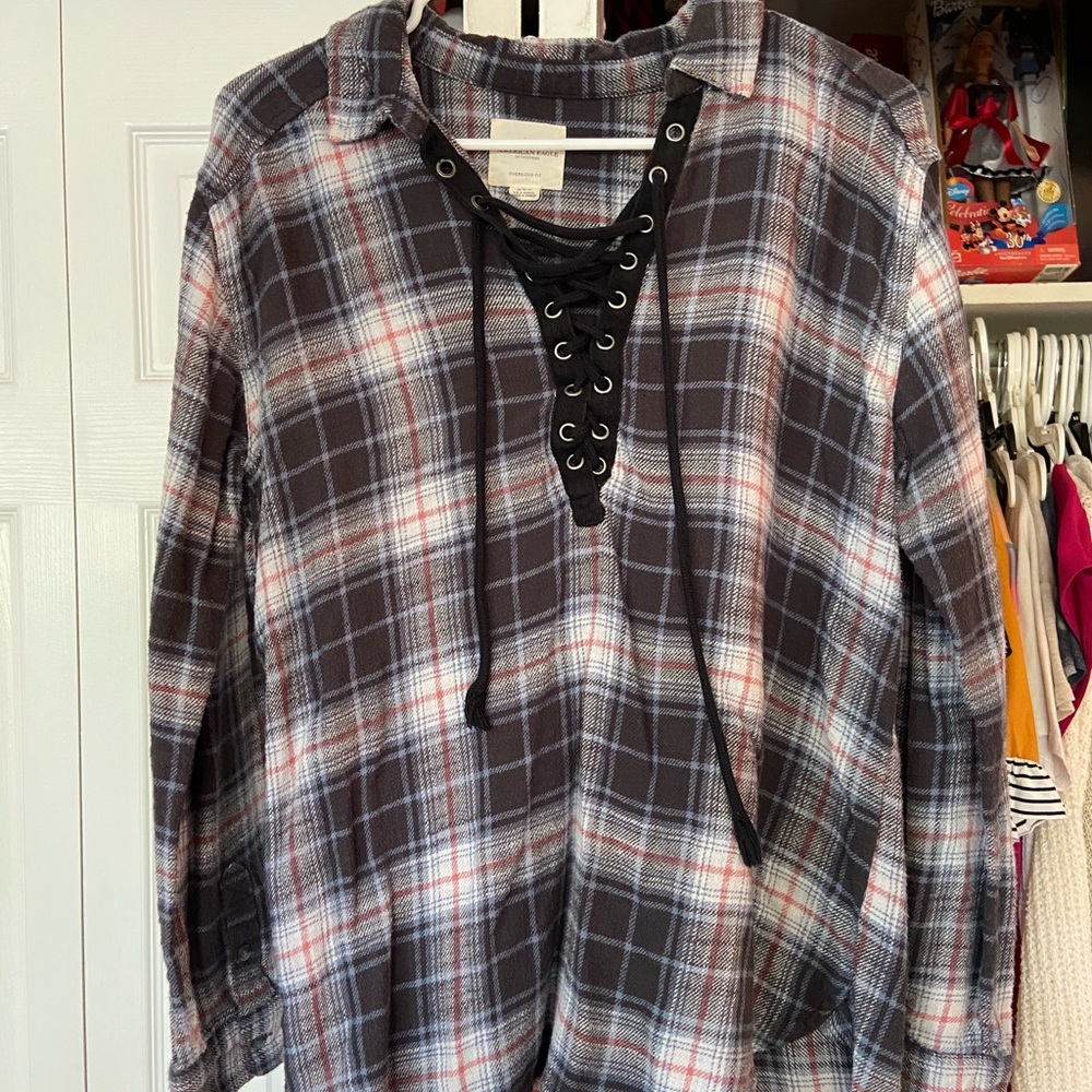 OVERSIZED DISTRESSED AMERICAN EAGLE FLANNEL